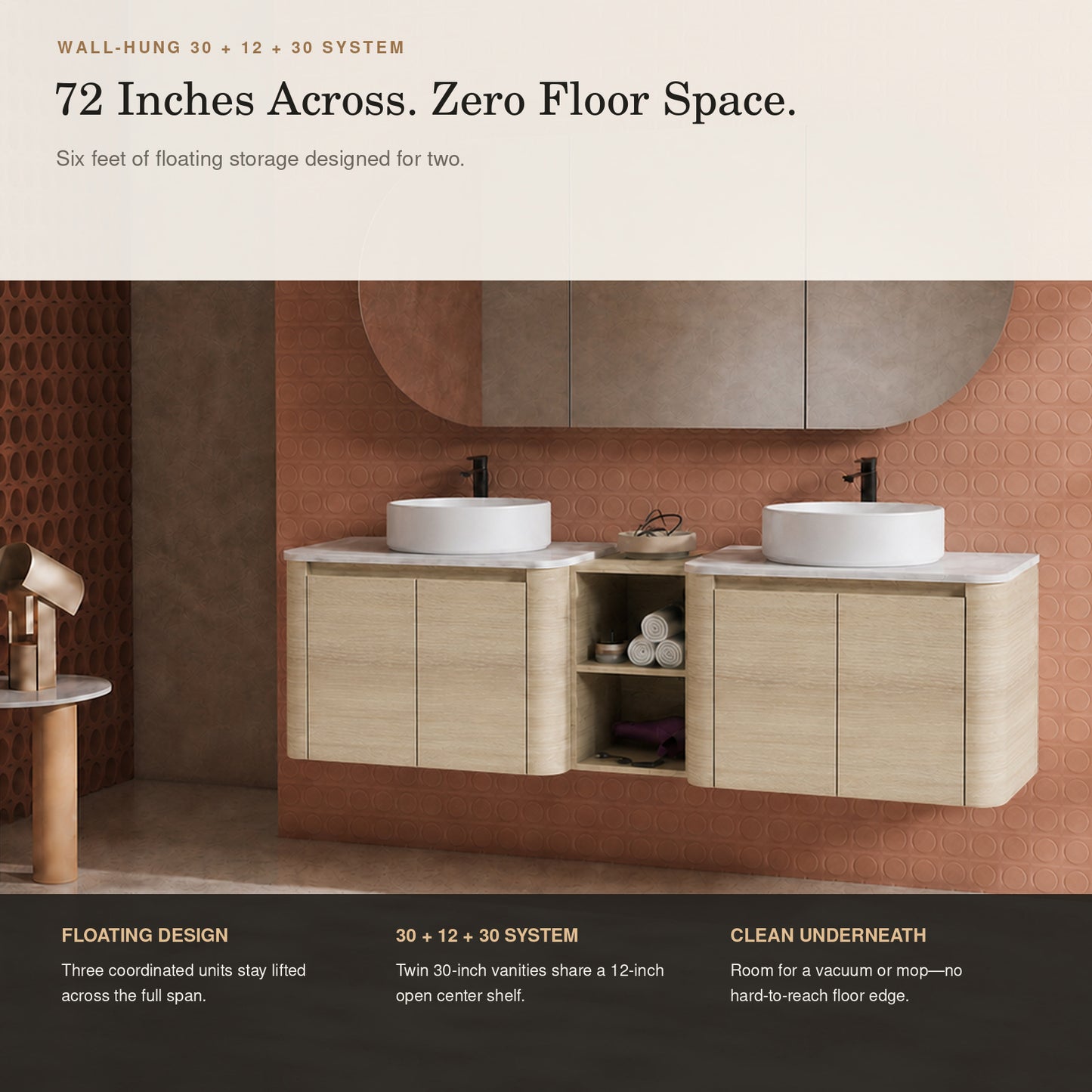 Curvo 30"/42"/54"/72" Floating Vanity (RTA)