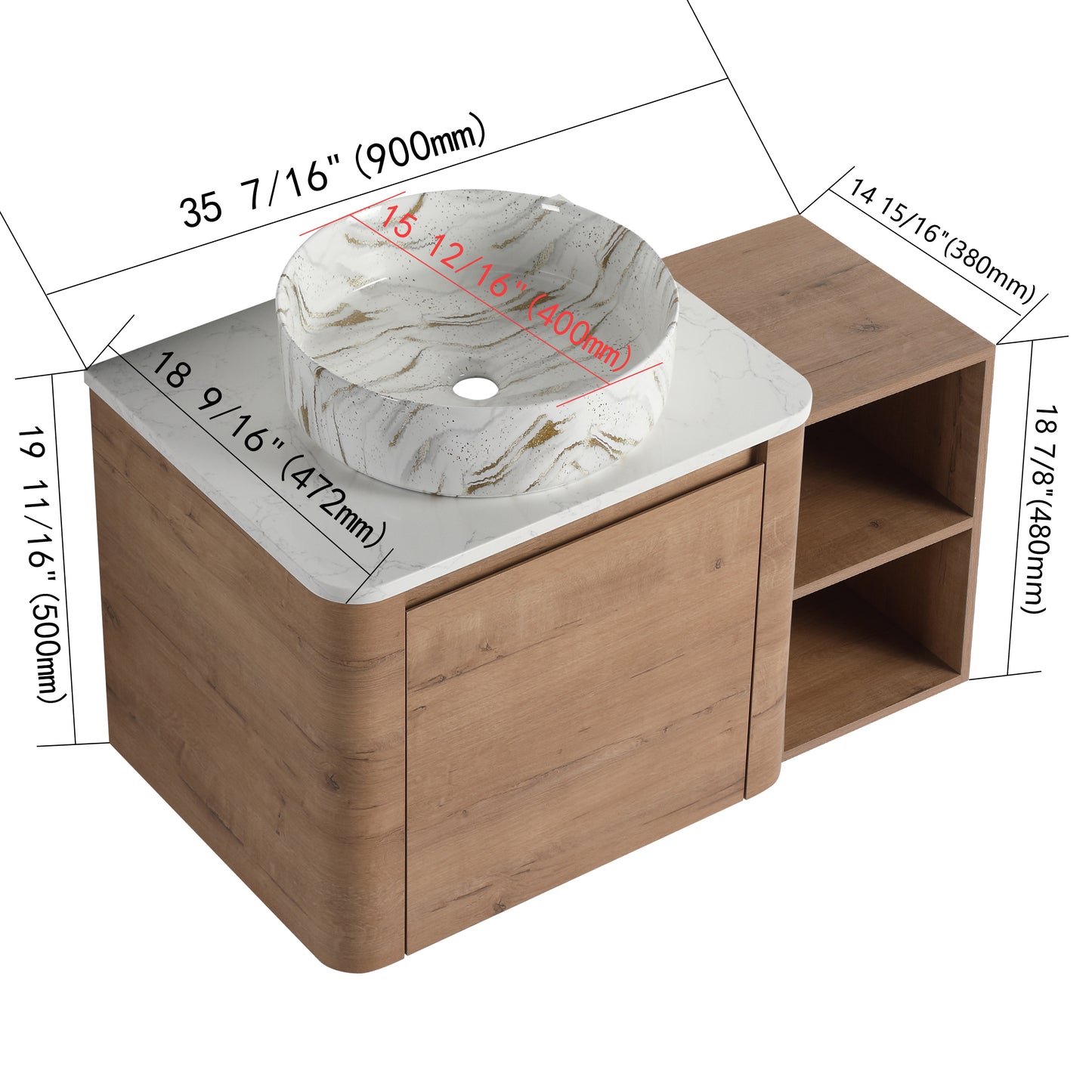 Curvo 24"/36"/48"/60" Floating Vanity (RTA)