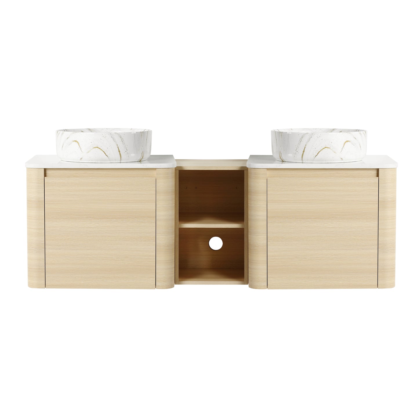 Curvo 24"/36"/48"/60" Floating Vanity with Ceramic Sink (RTA)