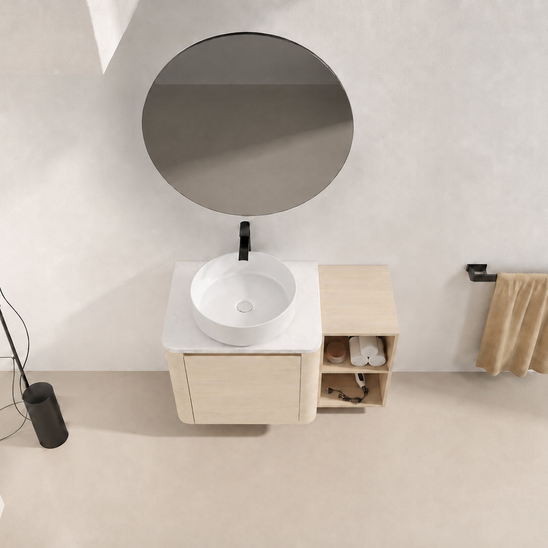 Curvo 24"/36"/48"/60" Floating Vanity with Ceramic Sink (RTA)