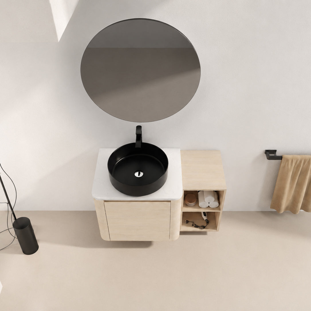 Curvo 24"/36"/48"/60" Floating Vanity with Ceramic Sink (RTA)