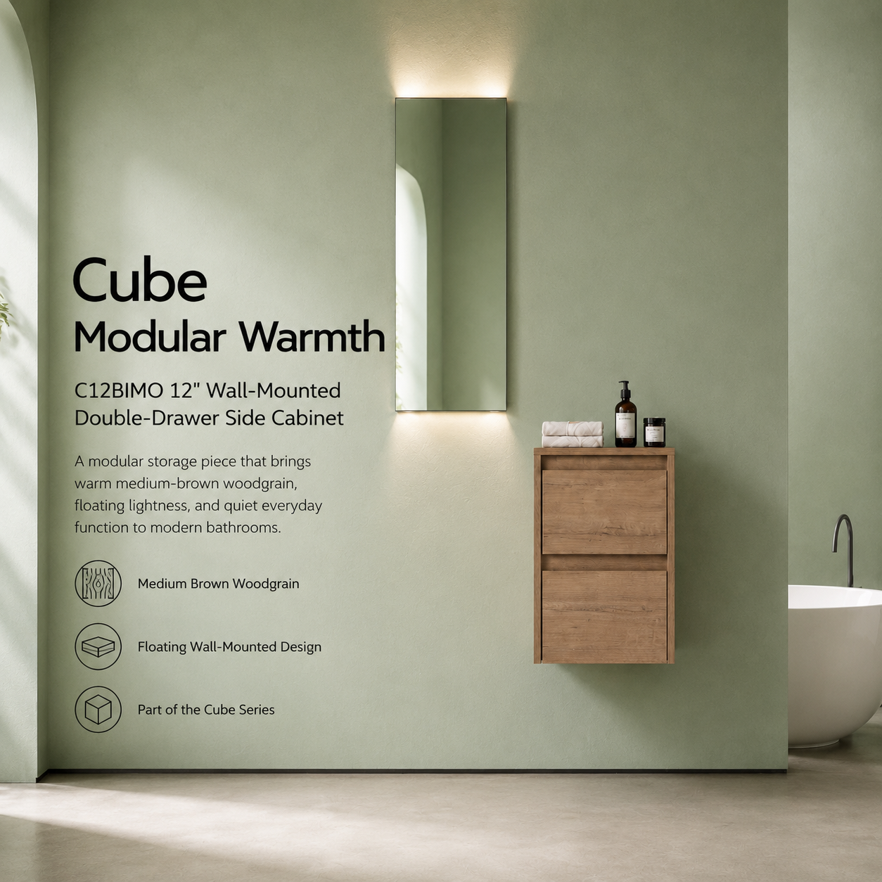 Cube Bathroom Cabinet— Mix & Match Wall-Mounted Vanities, Side Cabinets & Top Cabinets (RTA)