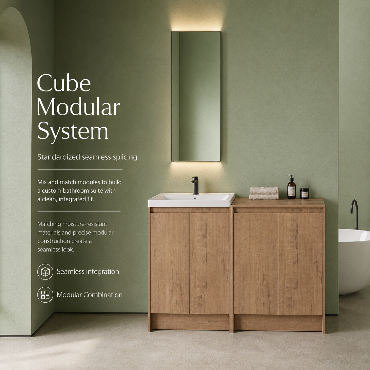 Cube Bathroom Cabinet— Mix & Match Freestanding Vanities, Side Cabinets & Top Cabinets (RTA)