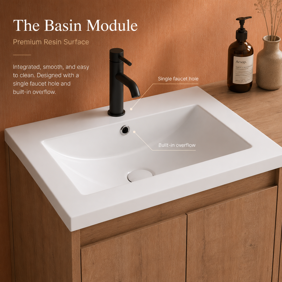 Cube 36"/48" Floating Vanity with Resin Sink (RTA)