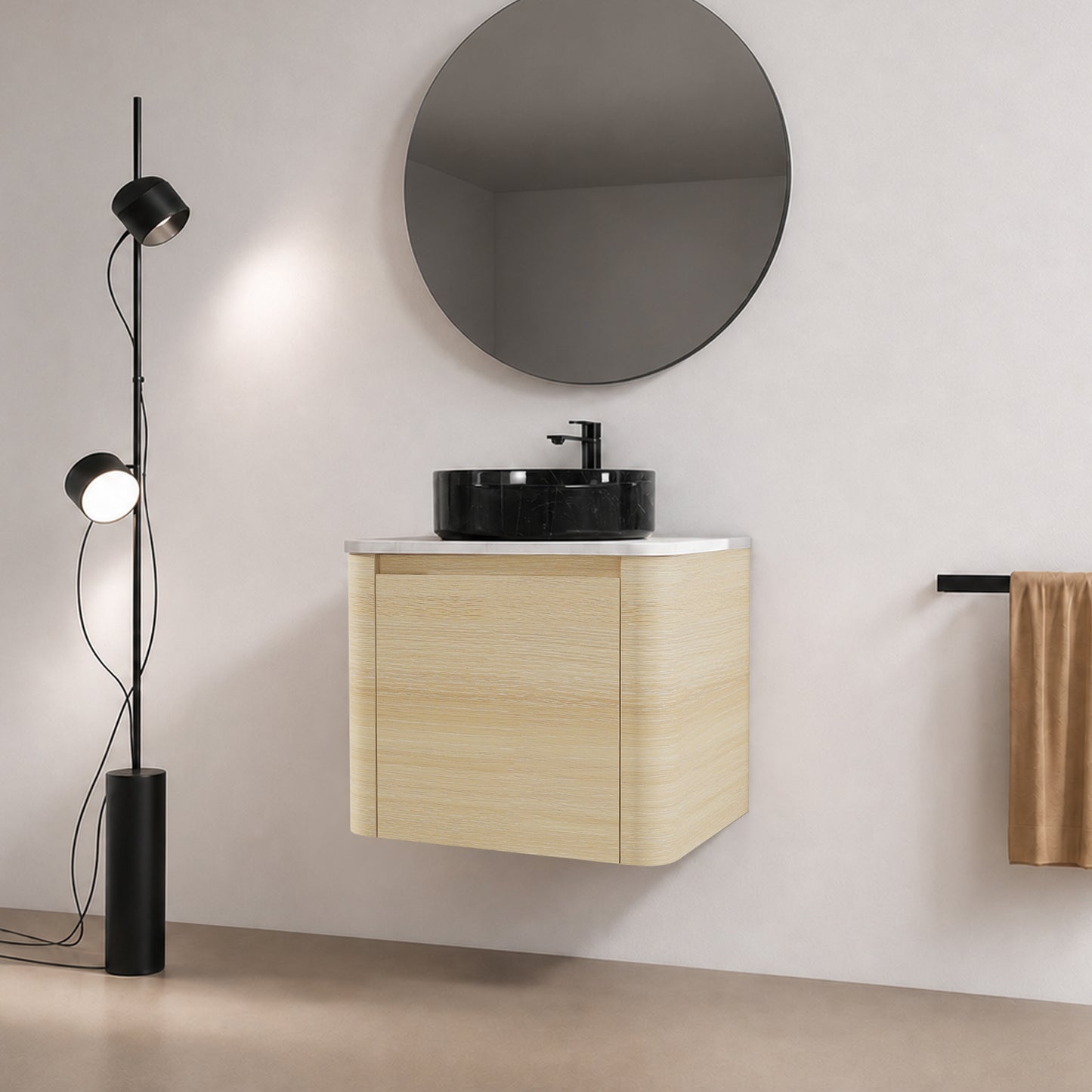 Curvo 24"/36"/48"/60" Floating Vanity with Ceramic Sink (RTA)
