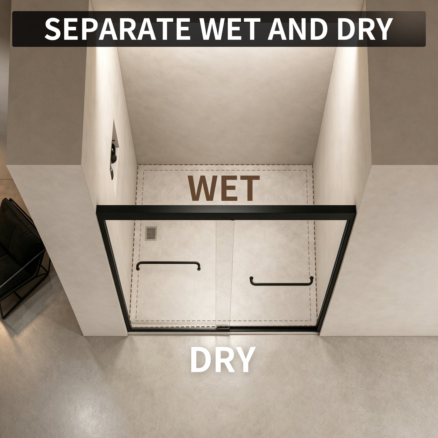 50-54" × 72" Double Sliding Shower Door, Matte Black