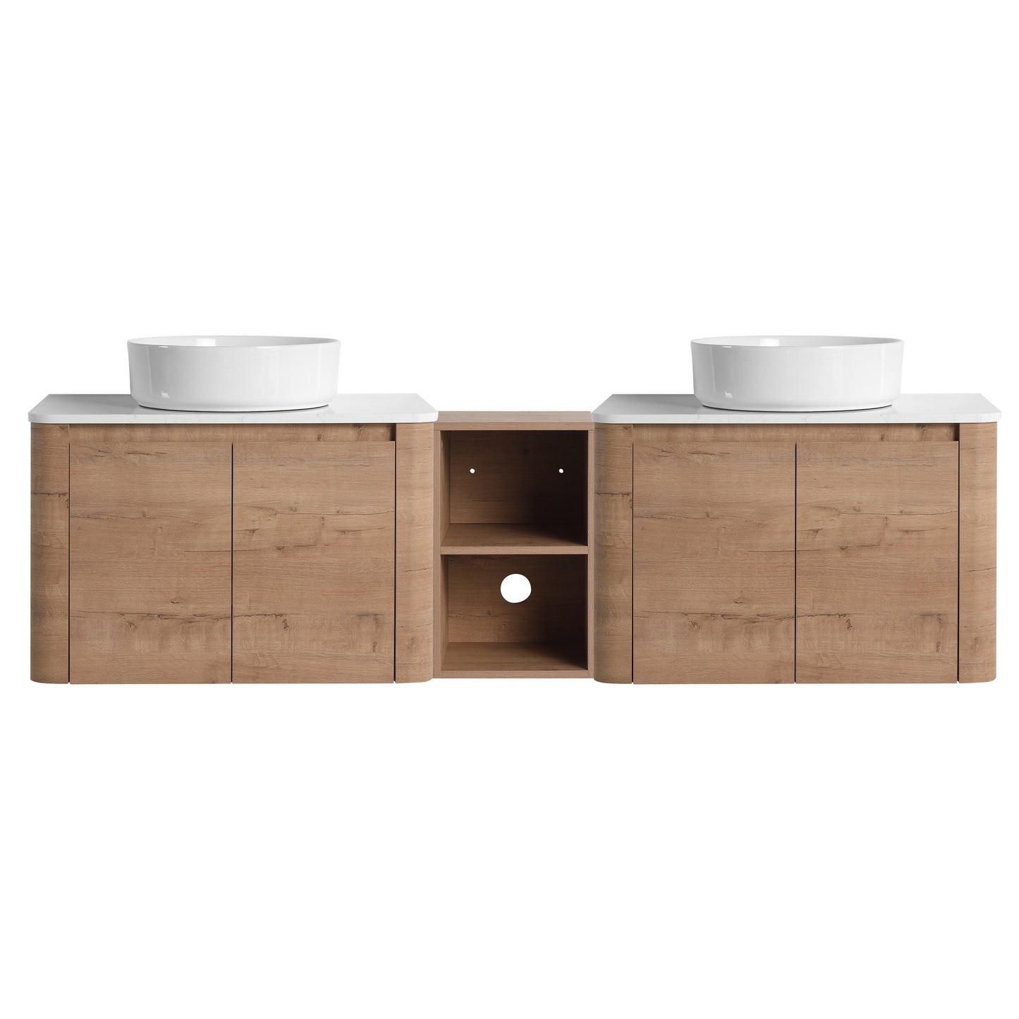 Curvo 30"-72" Floating Vanity System with 5 Ceramic Basin Colors (RTA)