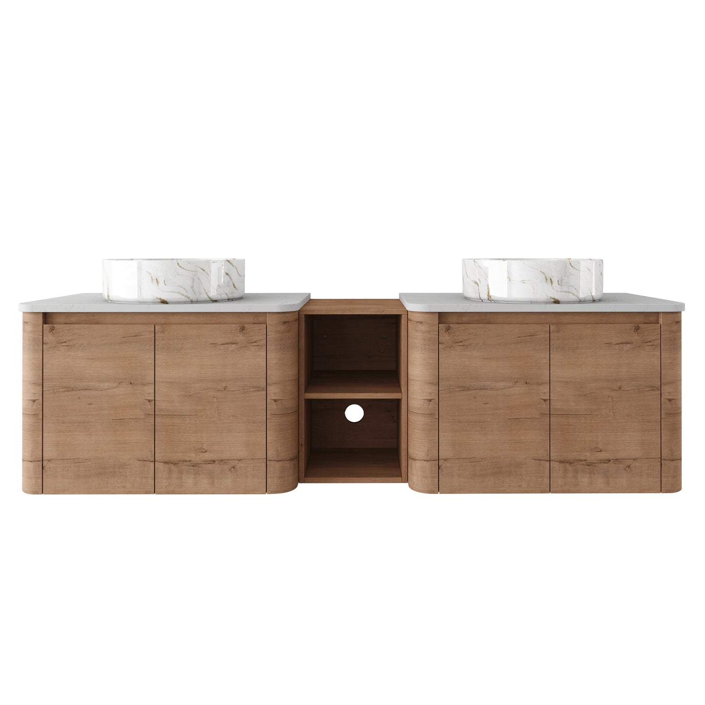Curvo 30"-72" Floating Vanity System with 5 Ceramic Basin Colors (RTA)