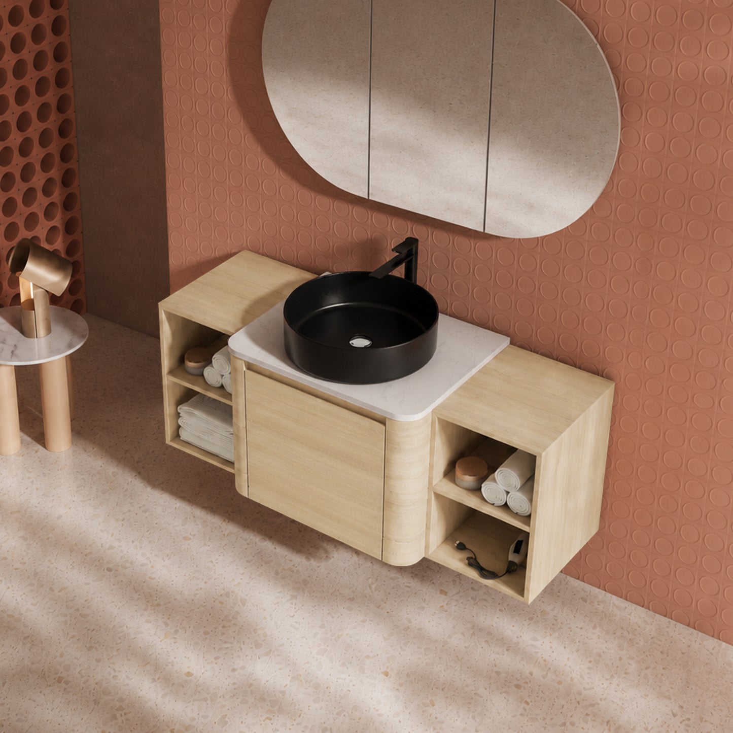 Curvo 24"/36"/48"/60" Floating Vanity with Ceramic Sink (RTA)