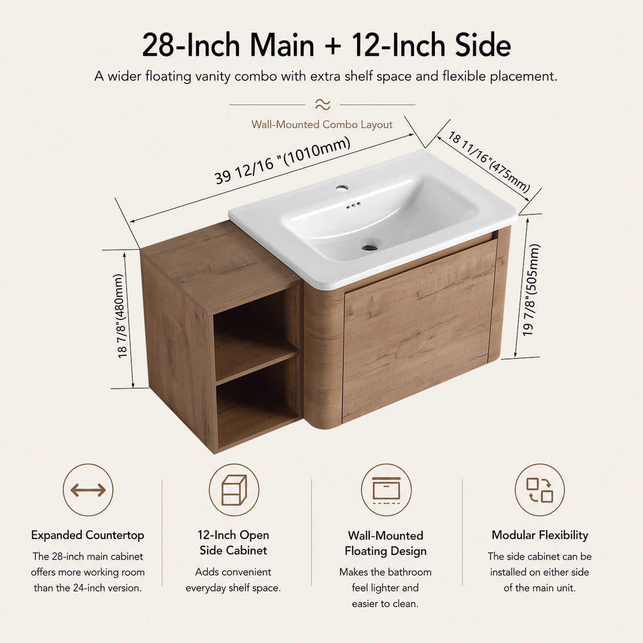 Curvo 28"/40"/68" Floating Vanity (RTA)