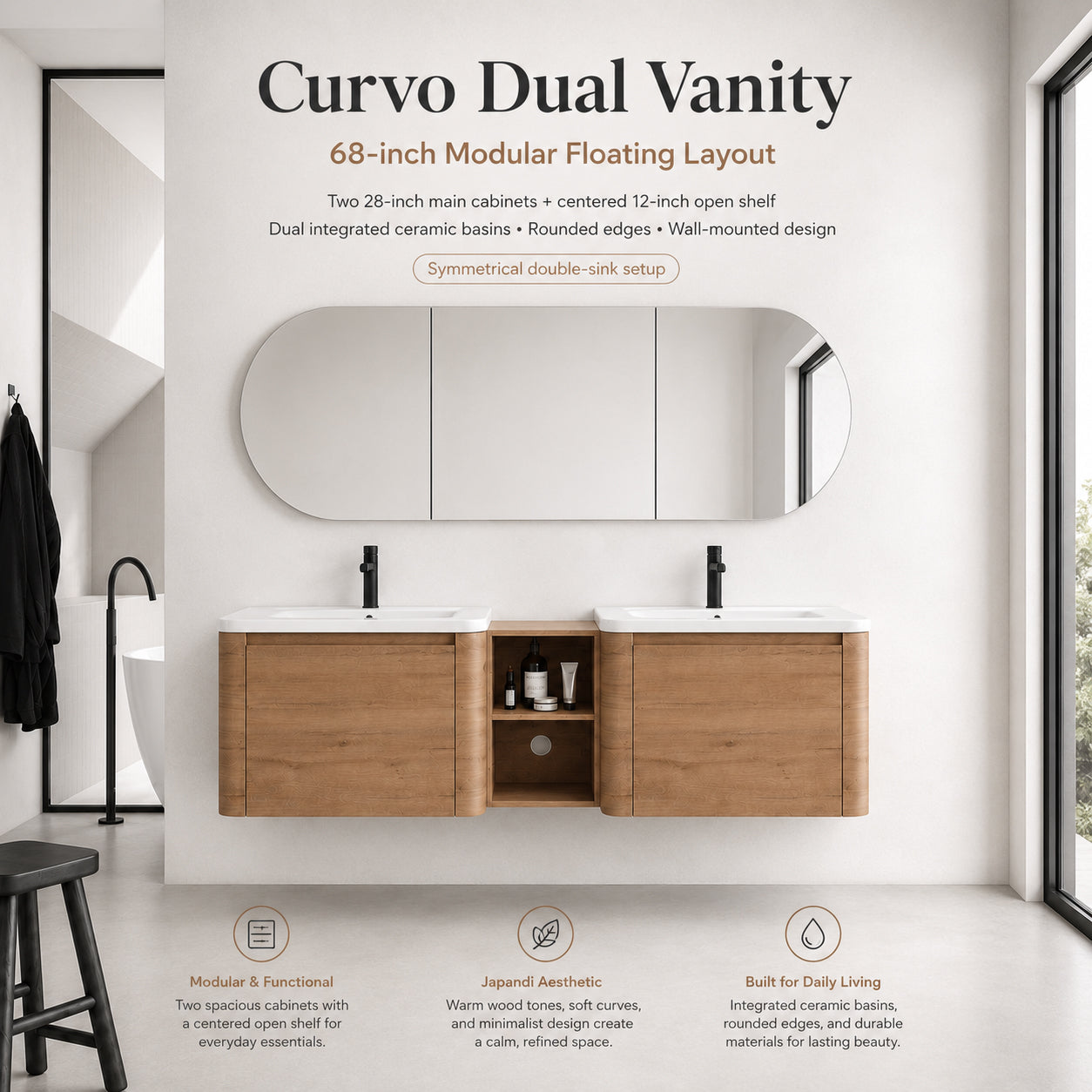 Curvo 28"/40"/68" Floating Vanity (RTA)