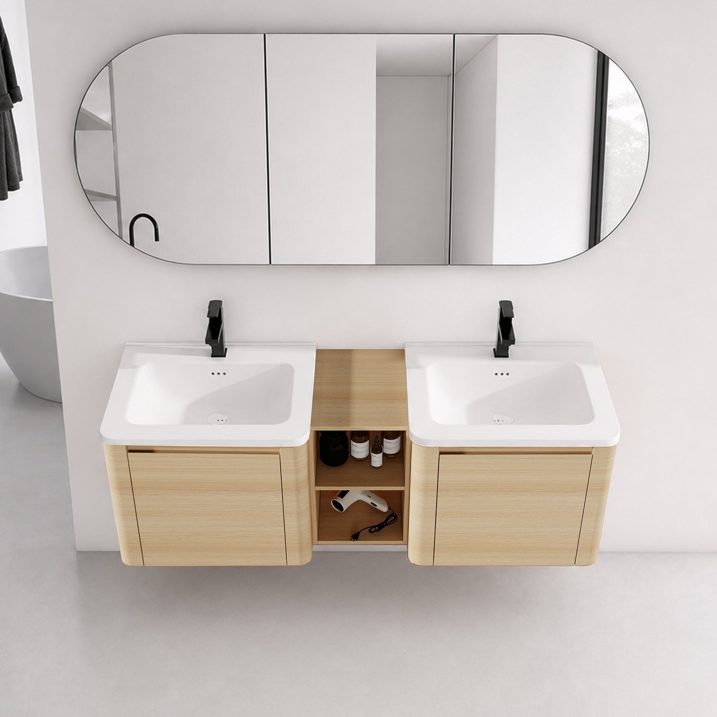 Curvo 24"/28"/36"/40"/60"/68" Floating Vanity (RTA)