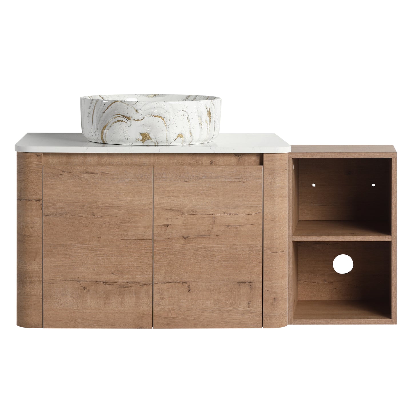 Curvo 30"-72" Floating Vanity System with 5 Ceramic Basin Colors (RTA)