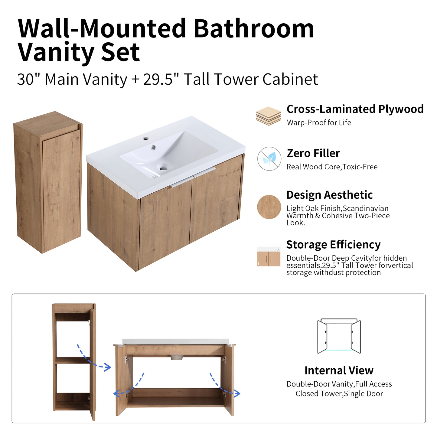 Unitas 24"/30"/36" Floating Vanity Set (RTA)