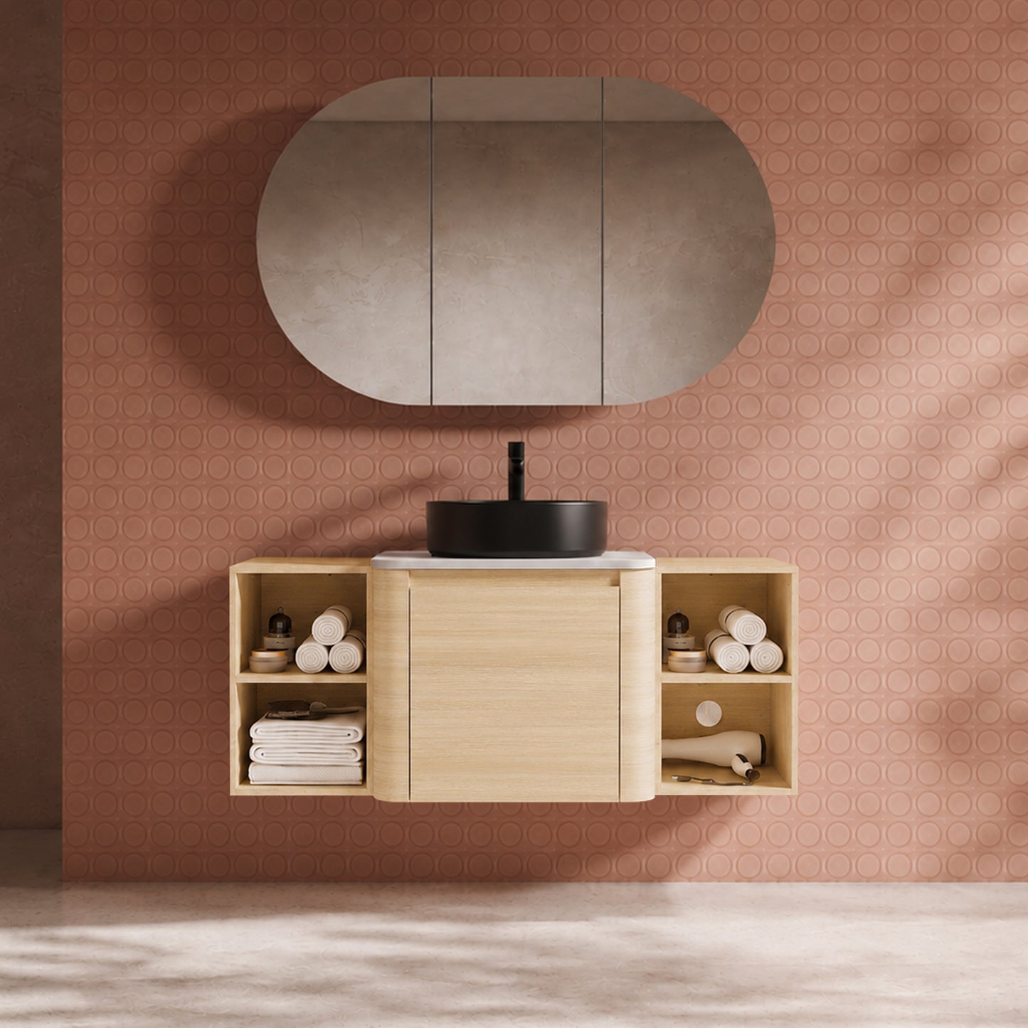 Curvo 24"/36"/48"/60" Floating Vanity with Ceramic Sink (RTA)