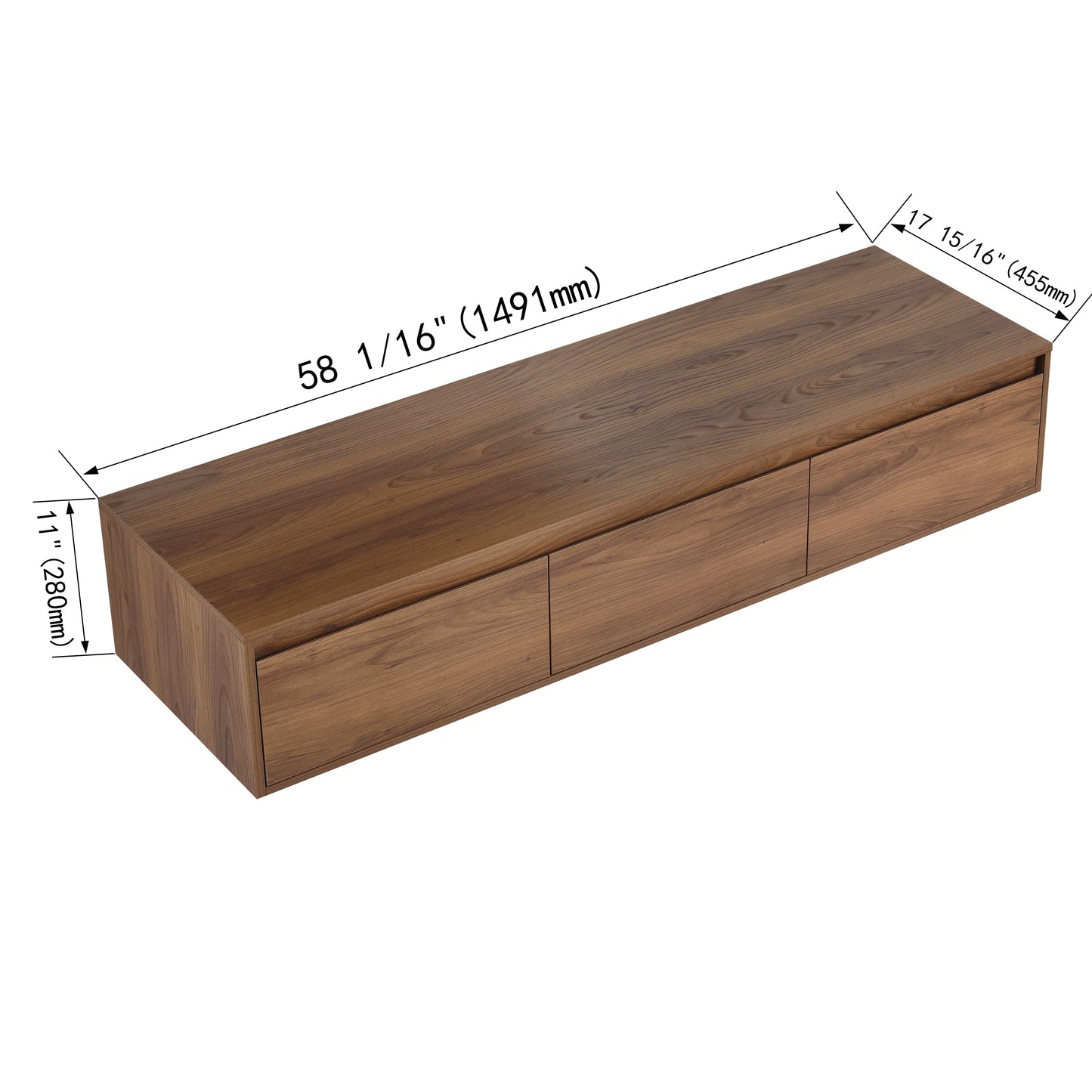 Suspend 60" Wall-Hung Vanity System — Mix & Match Basin & Side Cabinets, 7 Configurations (RTA)