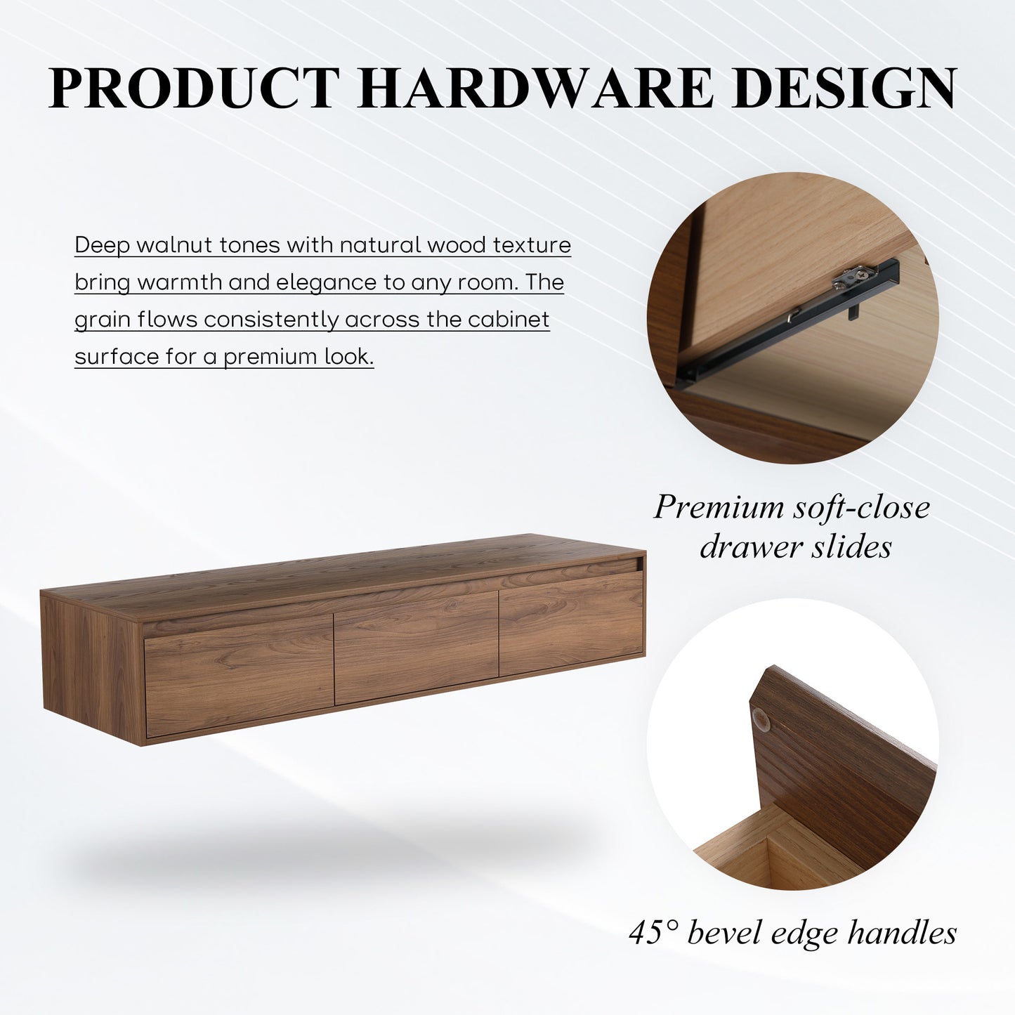 Suspend 60" Wall-Hung Vanity System — Mix & Match Basin & Side Cabinets, 7 Configurations (RTA)