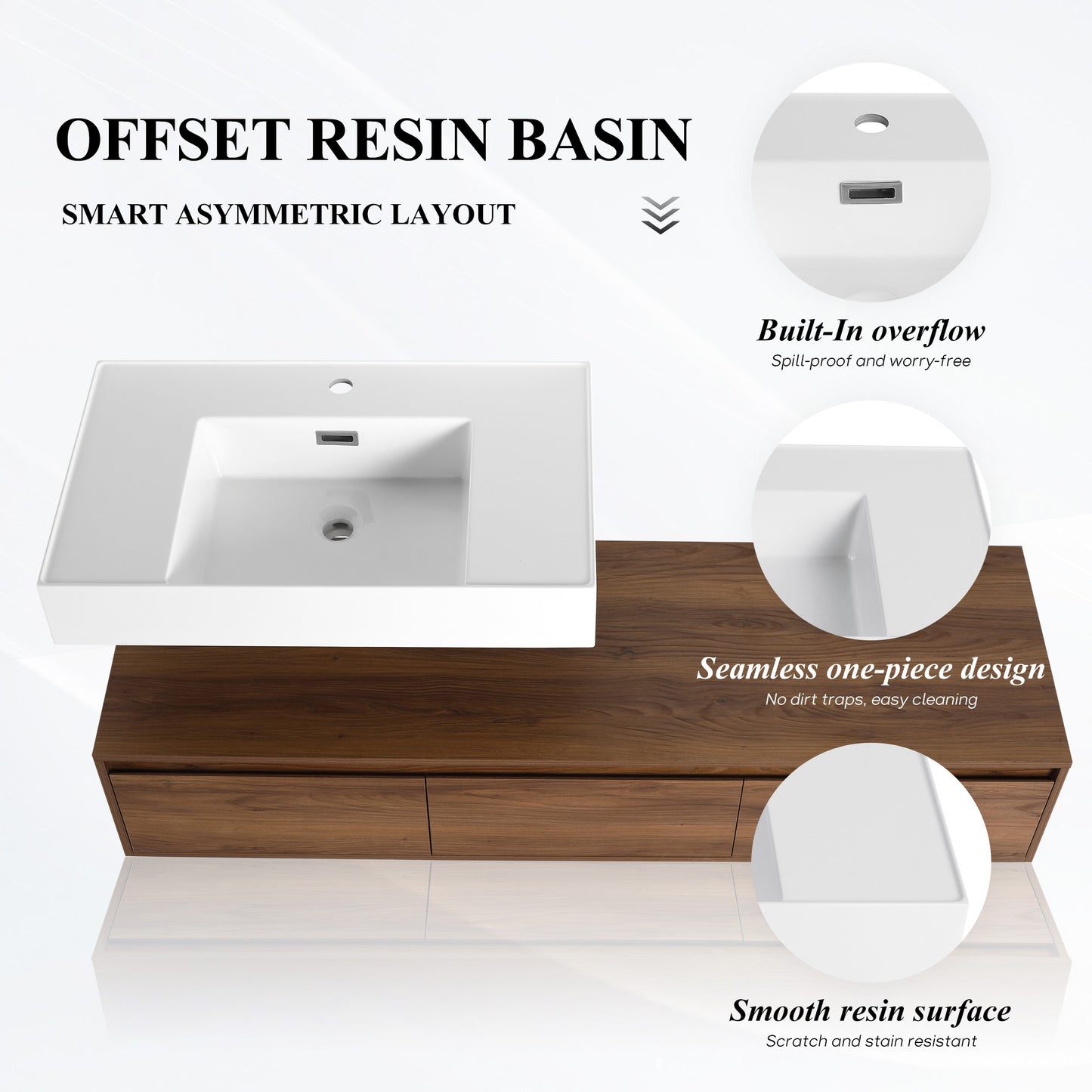 Suspend 60" Wall-Hung Vanity System — Mix & Match Basin & Side Cabinets, 7 Configurations (RTA)