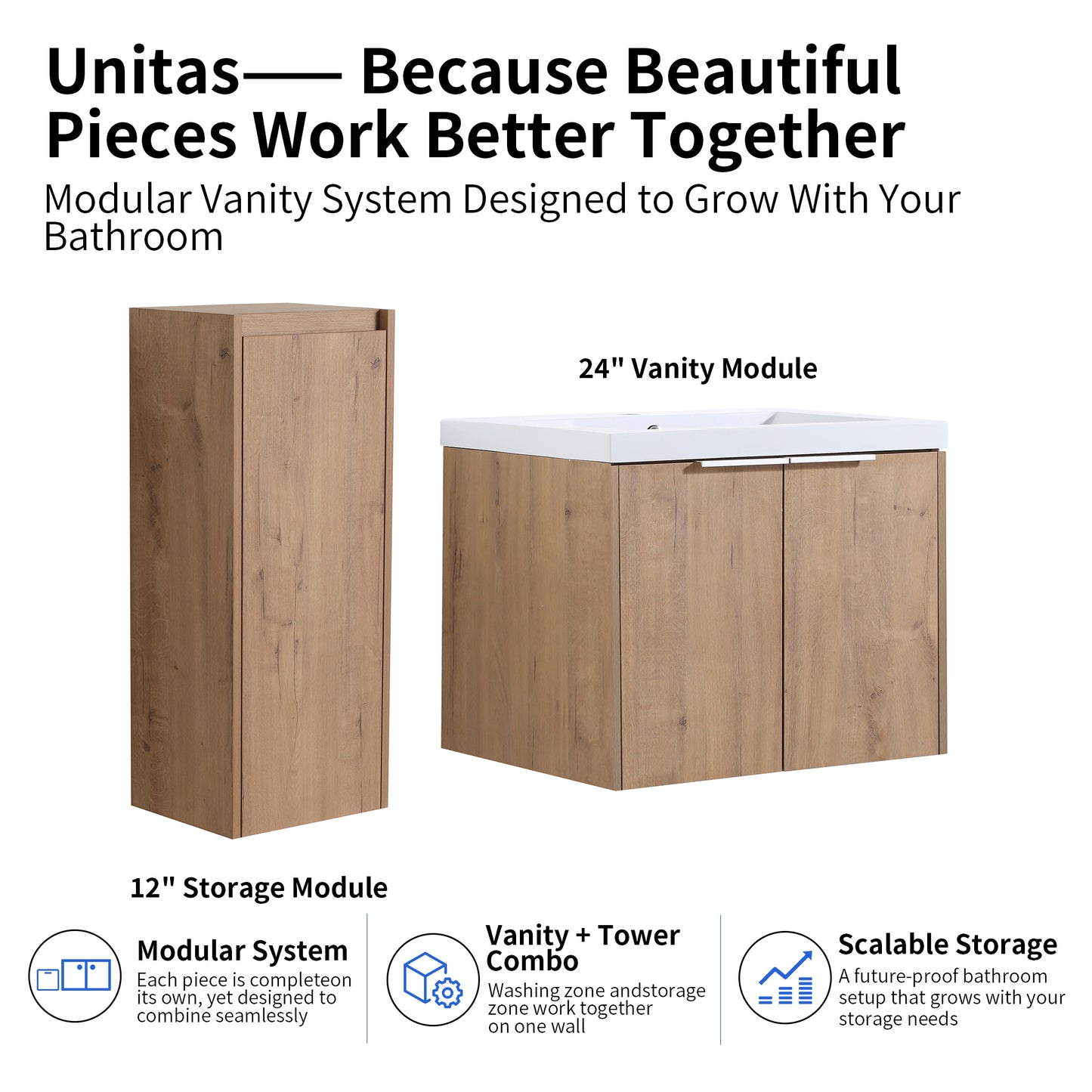 Unitas 24"/30"/36" Floating Vanity Set (RTA)