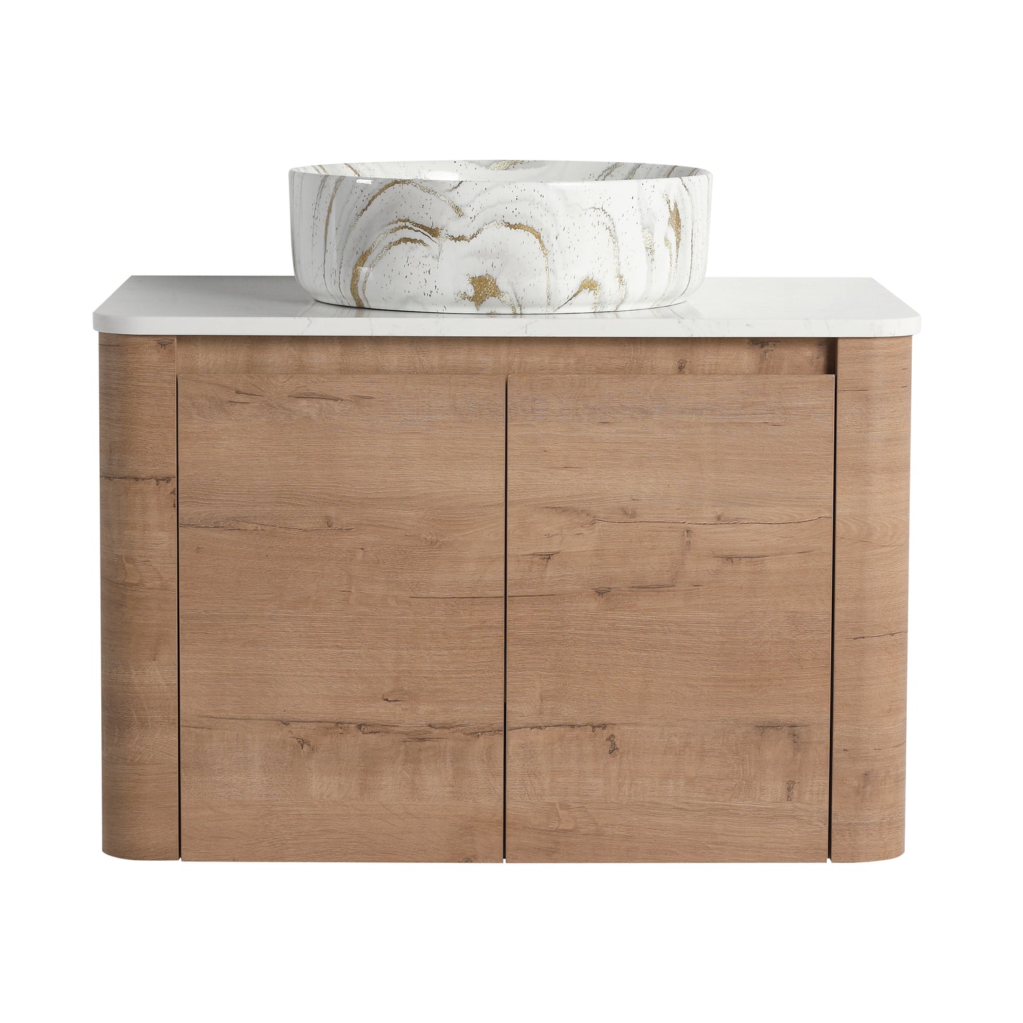 Curvo 30"-72" Floating Vanity System with 5 Ceramic Basin Colors (RTA)