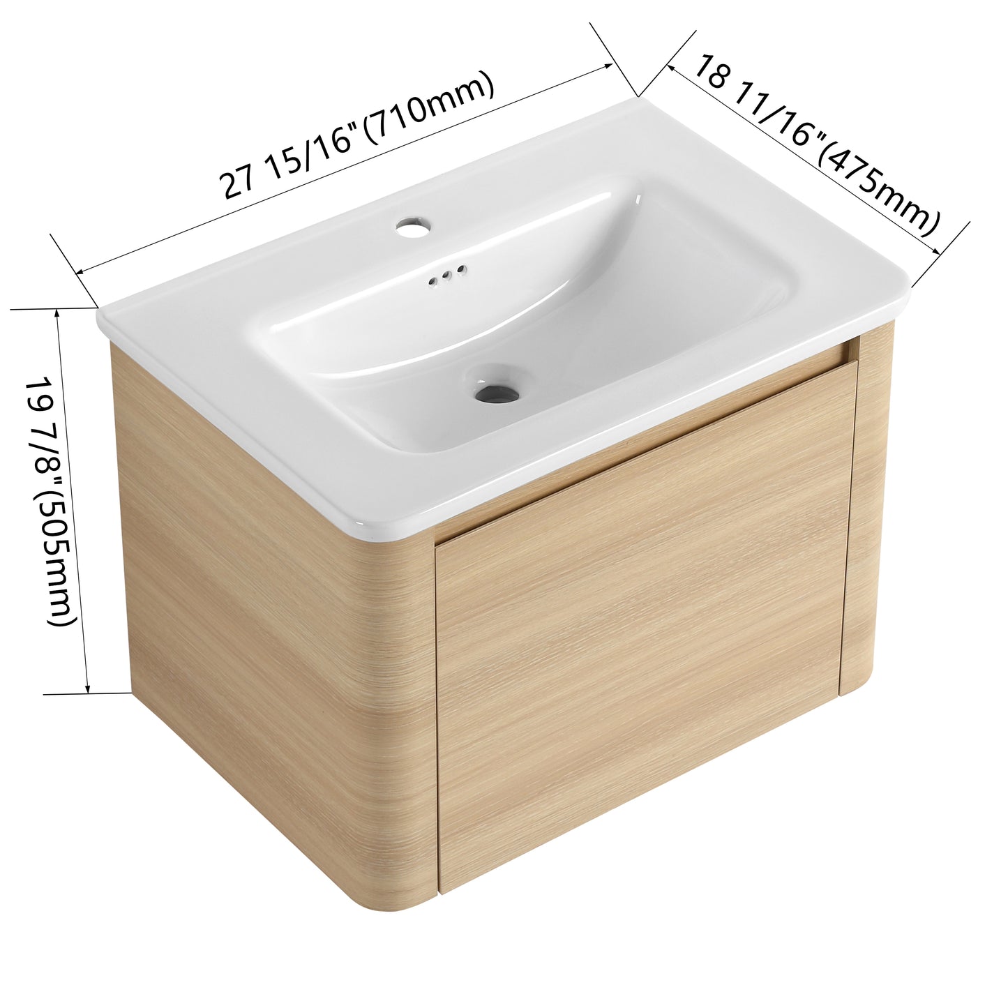 Curvo 24"/28"/36"/40"/60"/68" Floating Vanity (RTA)