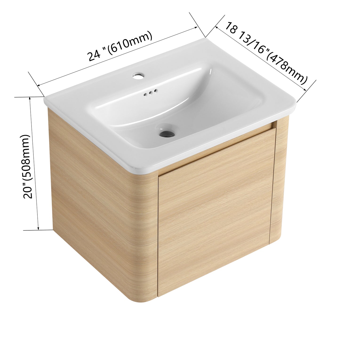 Curvo 24"/28"/36"/40"/60"/68" Floating Vanity (RTA)