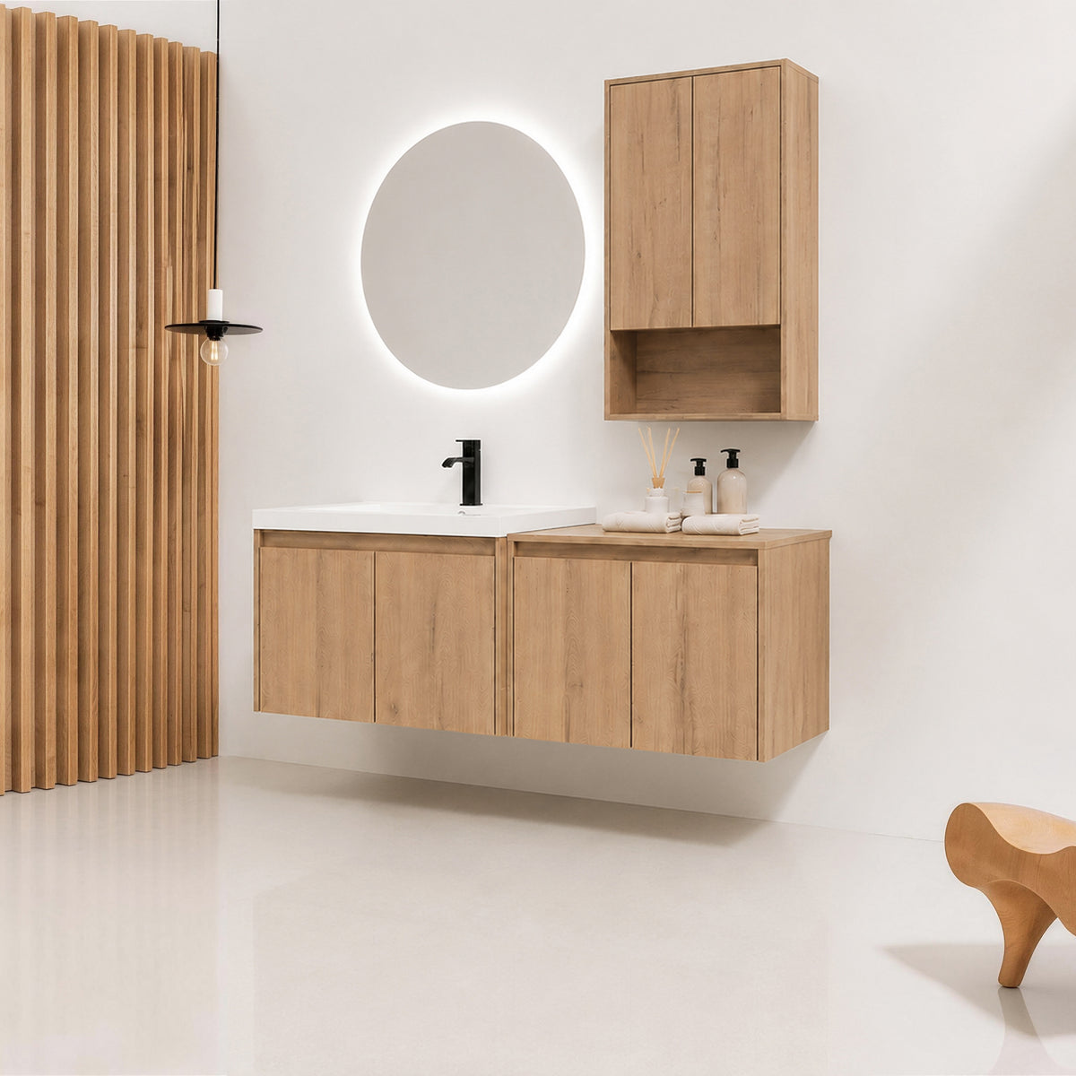 Cube 48" Floating Vanity with Wall Cabinet and Resin Sink (RTA)