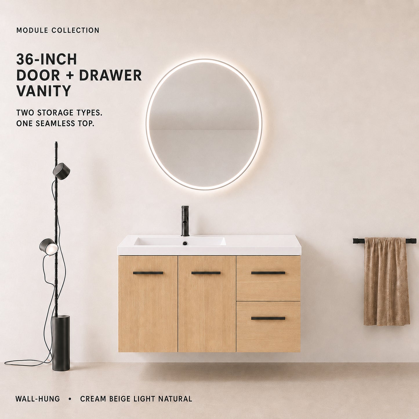 Module 36" Wall-Hung Vanity with Doors & Drawers (RTA)