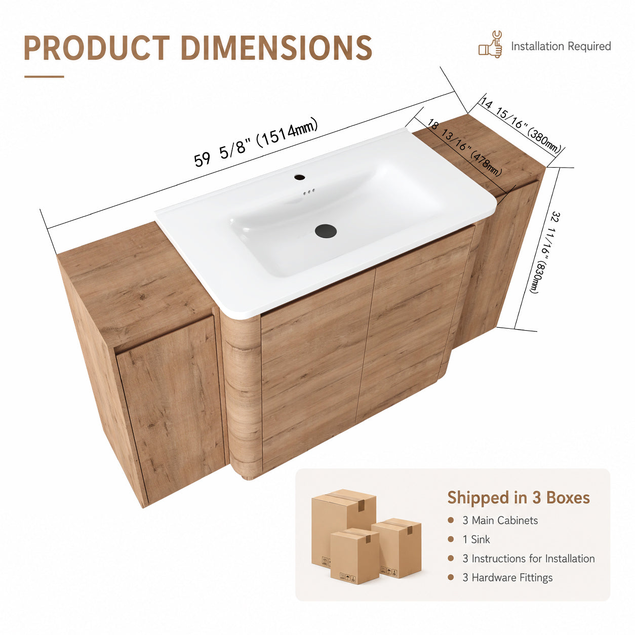 Pebble 60" Freestanding Vanity (RTA)