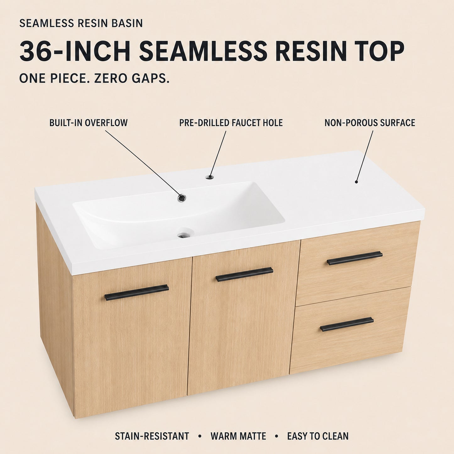 Module 36" Wall-Hung Vanity with Doors & Drawers (RTA)