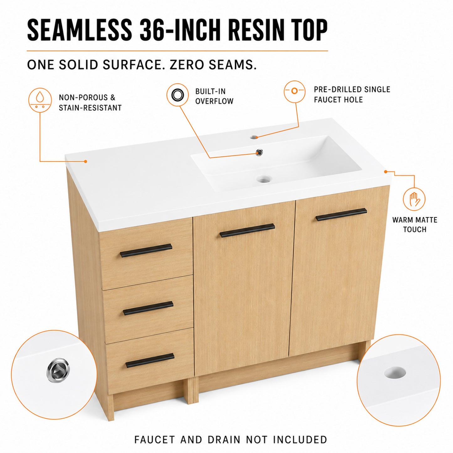 Module 36" Freestanding Vanity with Doors & Drawers (RTA)
