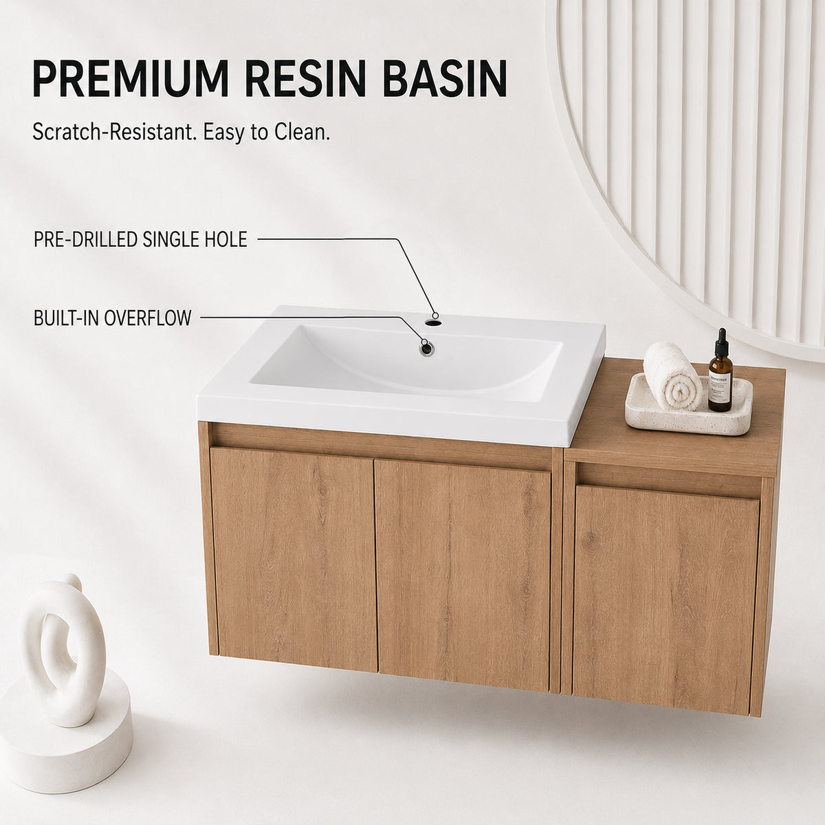 Cube 36"/48" Floating Vanity with Resin Sink (RTA)