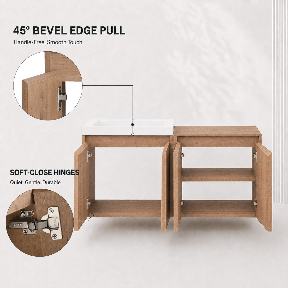 Cube 36"/48" Floating Vanity with Resin Sink (RTA)
