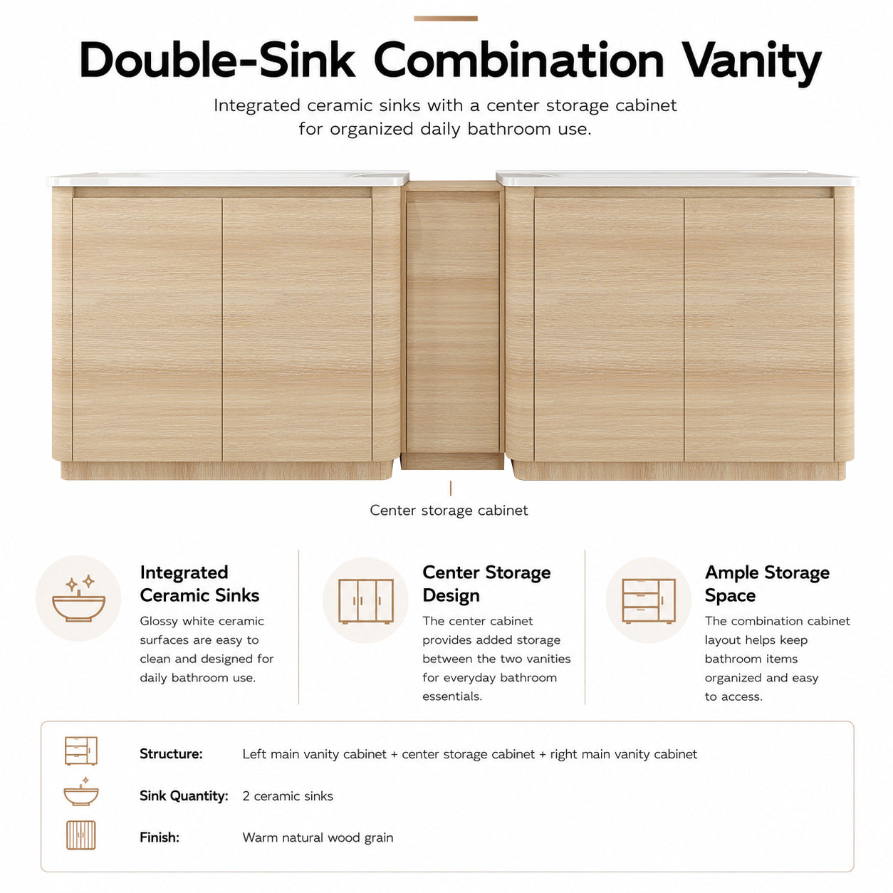 Pebble 92" Freestanding Vanity (RTA)
