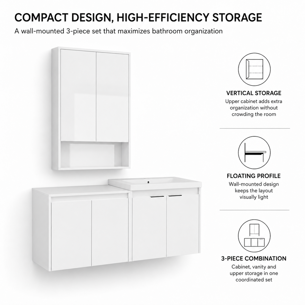 Cube 48" Floating Vanity with Wall Cabinet (RTA)
