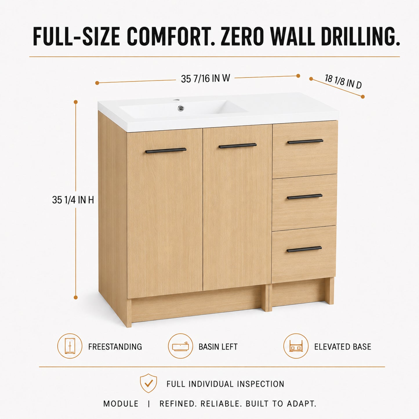 Module 36" Freestanding Vanity with Doors & Drawers (RTA)