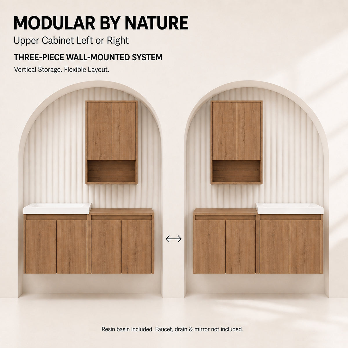 Cube 48" Floating Vanity with Wall Cabinet and Resin Sink (RTA)