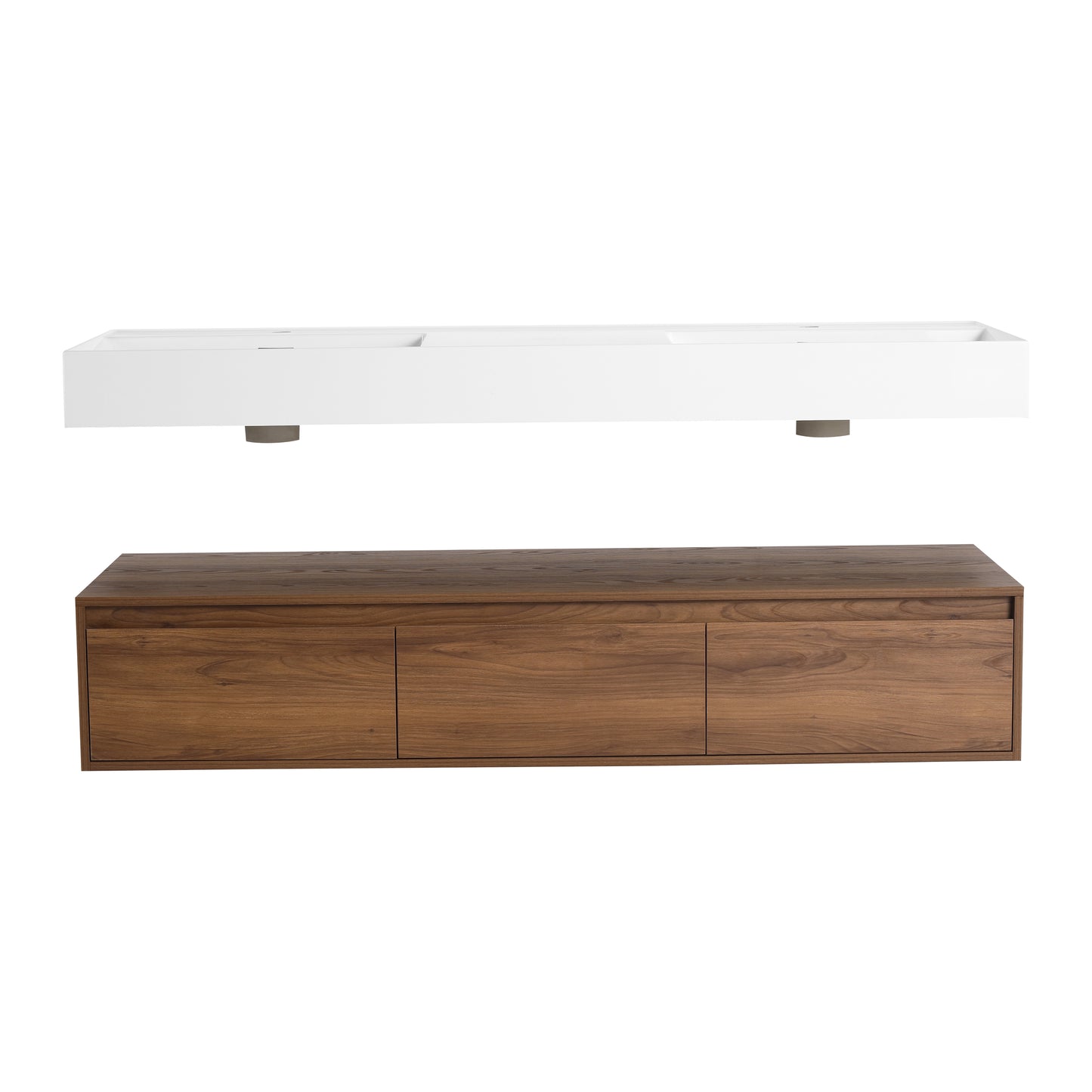 Suspend 60" Wall-Hung Vanity System — Mix & Match Basin & Side Cabinets, 7 Configurations (RTA)