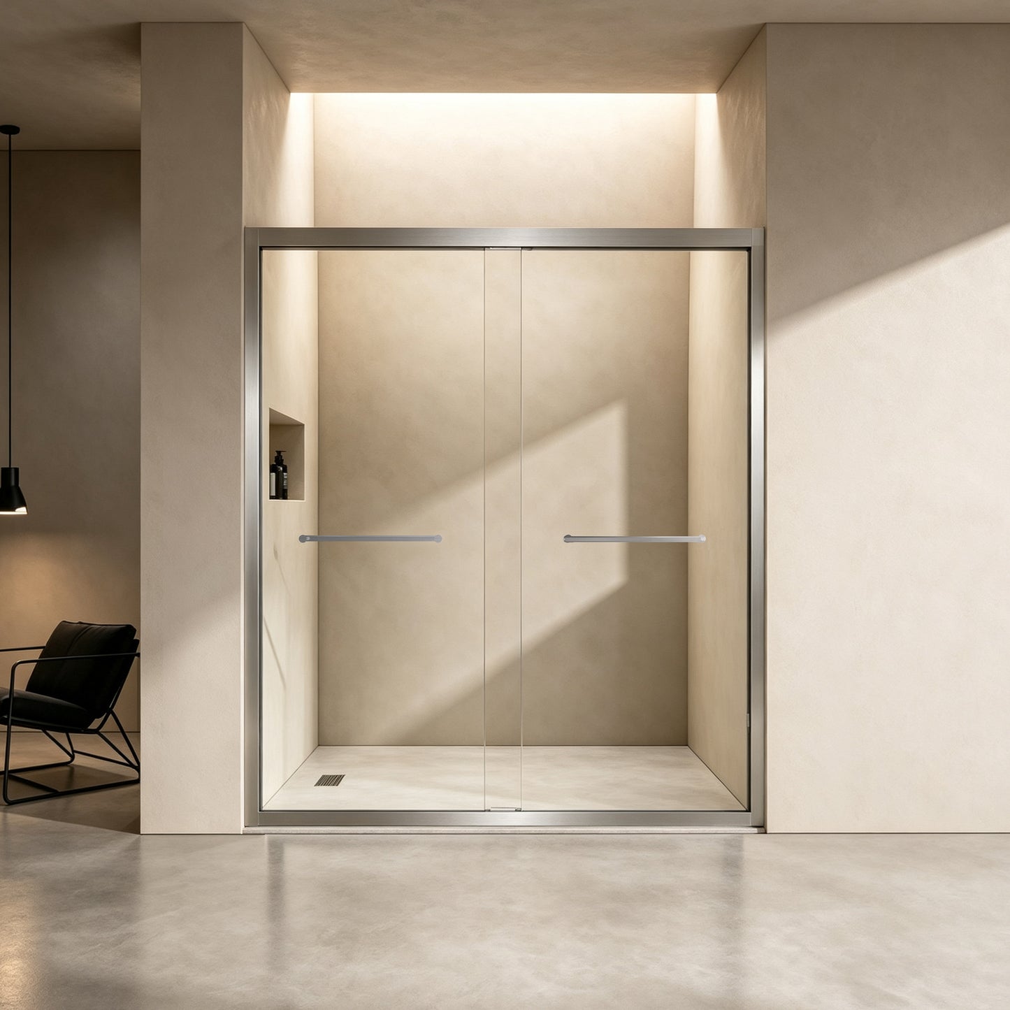56-60" × 72" Double Sliding Shower Door, Brushed Nickel