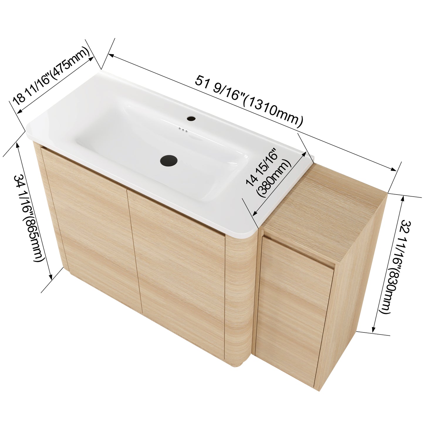 Pebble 52" Freestanding Vanity (RTA)