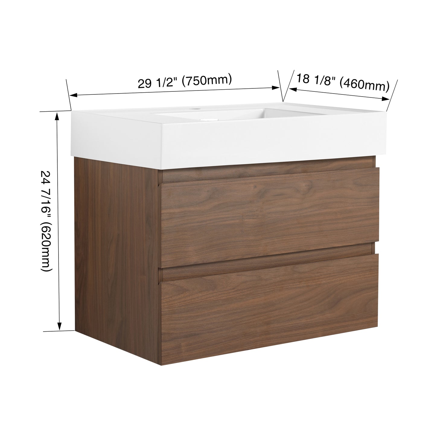 Thick 24"/30"/36" Floating Vanity (RTA)
