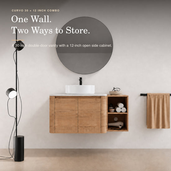 Curvo 30"-72" Floating Vanity System with 5 Ceramic Basin Colors (RTA)