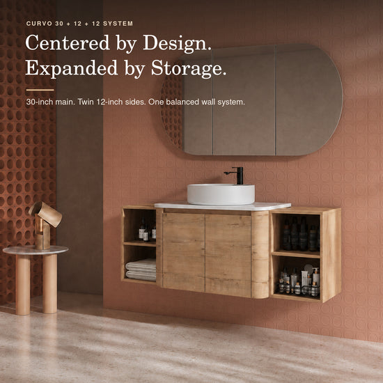 Curvo 30"-72" Floating Vanity System with 5 Ceramic Basin Colors (RTA)