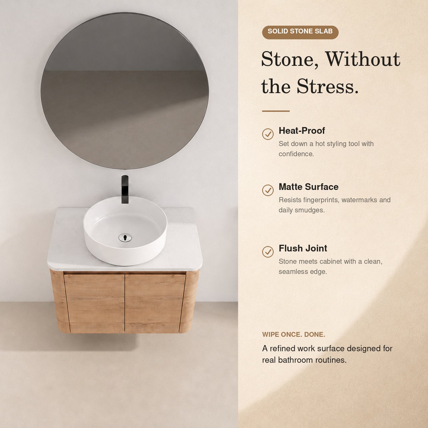 Curvo 30"-72" Floating Vanity System with 5 Ceramic Basin Colors (RTA)