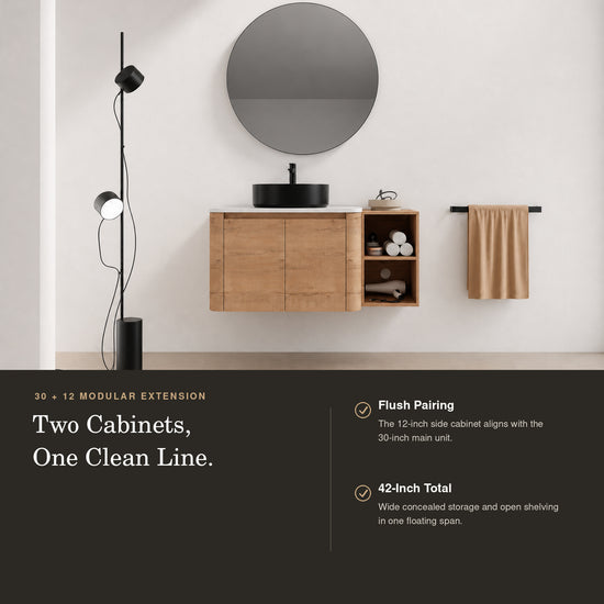 Curvo 30"-72" Floating Vanity System with 5 Ceramic Basin Colors (RTA)