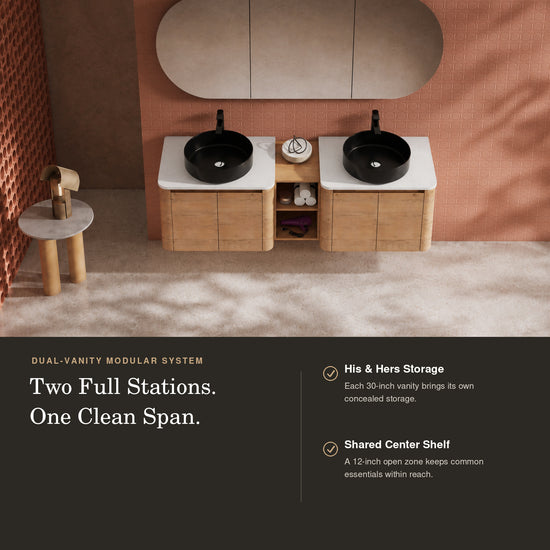 Curvo 30"-72" Floating Vanity System with 5 Ceramic Basin Colors (RTA)