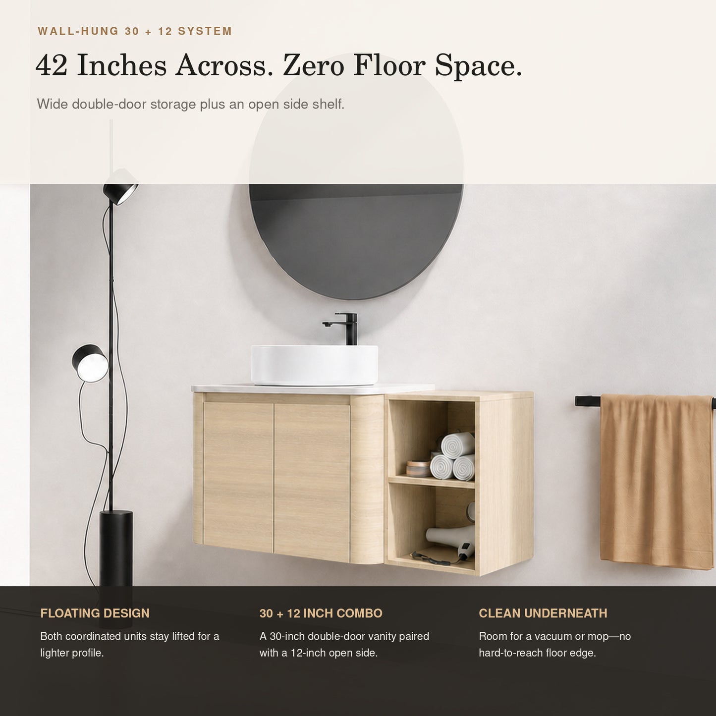 Curvo 30"/42"/54"/72" Floating Vanity (RTA)