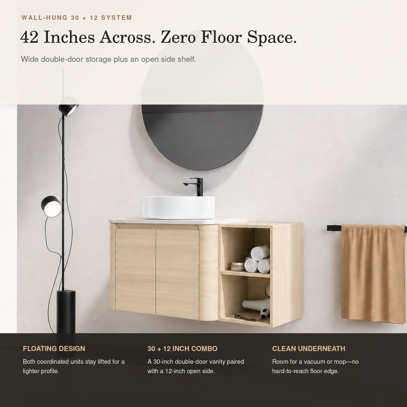 Curvo 30"/42"/54"/72" Floating Vanity (RTA)