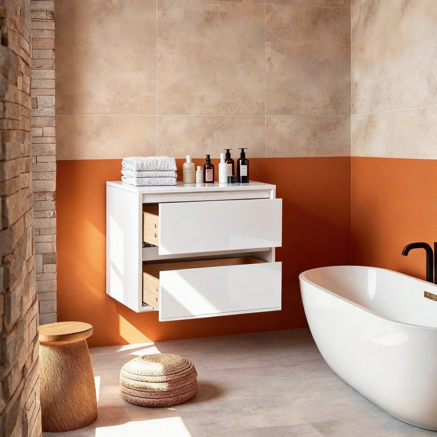 Cube 24" Bathroom Wall Cabinet with Drawers (RTA)
