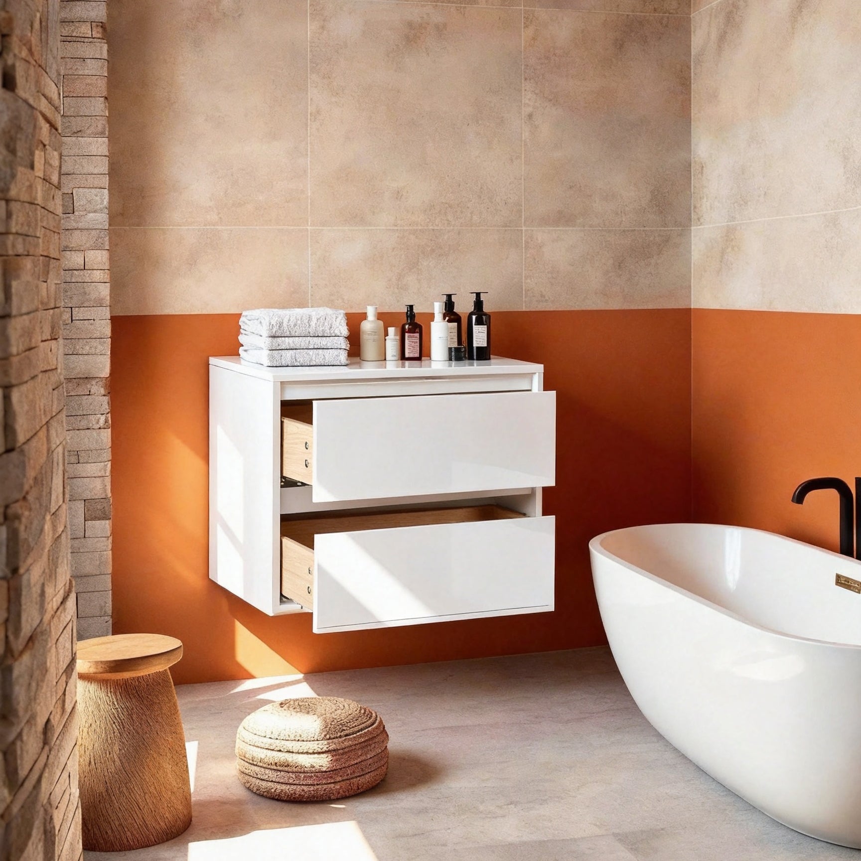 Cube 24" Bathroom Wall Cabinet with Drawers (RTA)